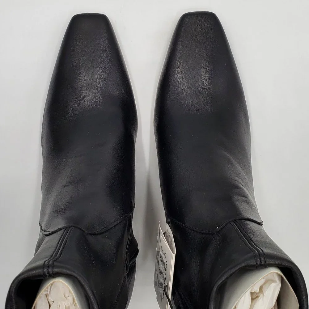 Zara Black Leather Kitten Heel Booties - NWT - Picture 7 of 16